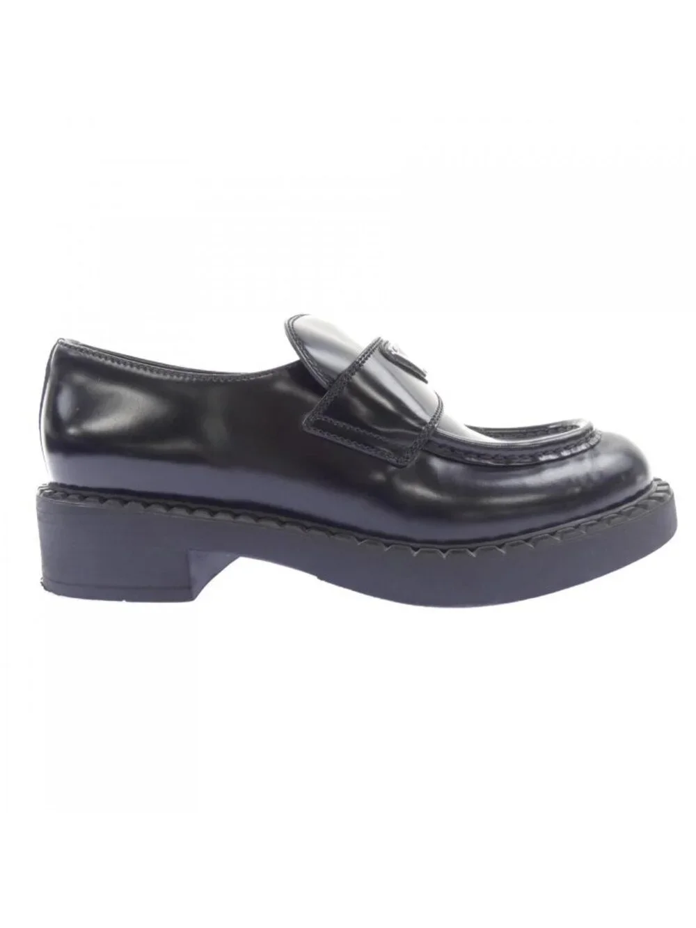 Prada Chocolate Loafers Triangle Logo Shoes